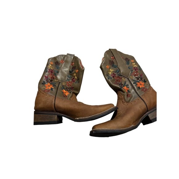 Verthali Shoes - Verthali Cowboy Western Boot Womens Floral Embroidered Size 6.5 Square Toe